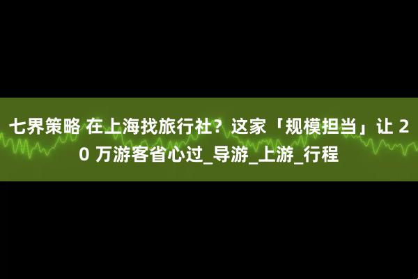 七界策略 在上海找旅行社？这家「规模担当」让 20 万游客省心过_导游_上游_行程